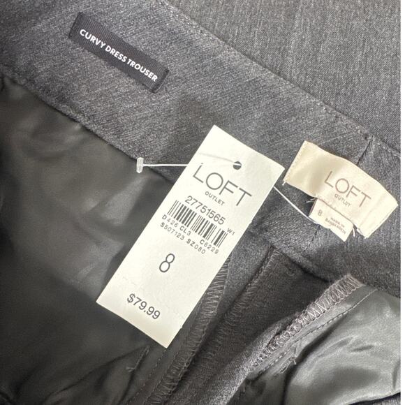 NWT Loft Gray Curvy Fit Dress Trouser Pants Size 8 - Picture 5 of 12